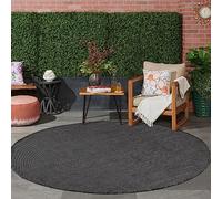 Jimri Tapis d'intérieur et d'extérieur - Tapis résistant aux intempéries pour Balcon, terrasse, Jardin, Cuisine - résistant aux Rayons UV et à l'eau - 120 cm Rond, Anthracite