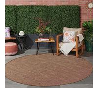 Jimri Tapis d'intérieur et d'extérieur - Tapis résistant aux intempéries pour Balcon, terrasse, Jardin, Cuisine - résistant aux Rayons UV et à l'eau - 80 cm Rond, Marron/Taupe