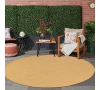 Jimri Tapis d'intérieur et d'extérieur - Tapis résistant aux intempéries pour Balcon, terrasse, Jardin, Cuisine - résistant aux Rayons UV et à l'eau - 200 cm Rond, Jaune