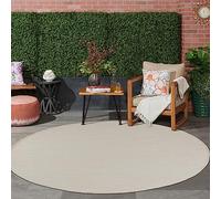 Jimri Tapis d'intérieur et d'extérieur - Tapis résistant aux intempéries pour Balcon, terrasse, Jardin, Cuisine - résistant aux Rayons UV et à l'eau - 120 cm Rond, Blanc