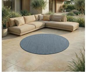 Jimri Tapis d'intérieur et d'extérieur - Tapis résistant aux intempéries pour Balcon, terrasse, Jardin, Cuisine - résistant aux Rayons UV et à l'eau - 200 cm Round, Bleu