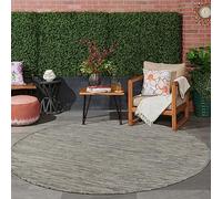 Jimri Tapis d'intérieur et d'extérieur - Tapis résistant aux intempéries pour Balcon, terrasse, Jardin, Salon, Cuisine - Tapis de Sol Durable, résistant l'eau - Taille 120 cm Rond, argenté