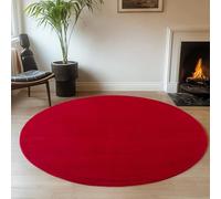 Jimri Tapis Moelleux à Poils Courts de qualité supérieure pour la Maison, Le Bureau, la Cuisine, l'entrée, Le Couloir, Le Salon - Lavable en Machine - Antidérapant Lavable - 120 cm - Rond - Rouge