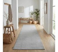 Jimri Tapis Moelleux à Poils Courts de qualité supérieure pour la Maison, Le Bureau, la Cuisine, l'entrée, Le Couloir, Le Salon - Lavable en Machine - Antidérapant Lavable - 80 x 250 cm - Argenté