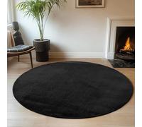 Jimri Tapis Moelleux à Poils Courts de qualité supérieure pour la Maison, Le Bureau, la Cuisine, l'entrée, Le Couloir, Le Salon - Lavable en Machine - Antidérapant Lavable - 120 cm - Rond - Noir