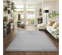 Jimri Tapis Moelleux à Poils Courts de qualité supérieure pour la Maison, Le Bureau, la Cuisine, l'entrée, Le Couloir, Le Salon - Lavable en Machine - Antidérapant Lavable - 160 x 220 cm - Argenté