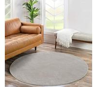 Jimri Tapis Moelleux à Poils Courts de qualité supérieure pour la Maison, Le Bureau, la Cuisine, l'entrée, Le Couloir, Le Salon - Lavable en Machine - Antidérapant Lavable - 160 cm - Rond - Beige