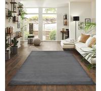 Jimri Tapis Moelleux à Poils Courts de qualité supérieure pour la Maison, Le Bureau, la Cuisine, l'entrée, Le Couloir, Le Salon - Lavable en Machine - Antidérapant Lavable (Anthracite, 120 x 160 cm)
