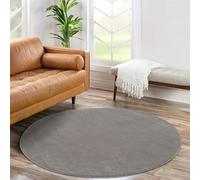 Jimri Tapis Moelleux à Poils Courts de qualité supérieure pour la Maison, Le Bureau, la Cuisine, l'entrée, Le Couloir, Le Salon - Lavable en Machine - Antidérapant Lavable - 120 cm - Rond - Taupe