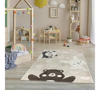 Jimri Tapis pour Chambre d'enfant - Tapis pour Chambre d'enfant - Tapis pour Enfant Fille - Ours, Lapins, Panda, cœur - Beige - Dimensions : 160 x 230 cm