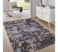 Jimri Tapis réversible à Poils Courts - pour Chambre à Coucher et Salon, entrée, Couloir - Fabriqué à la Machine - Doux en Polyester et Coton - Gris Abstrait - Dimensions : 115 x 170 cm