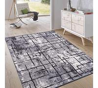 Jimri Tapis réversible à Poils Courts - pour Chambre à Coucher et Salon, entrée, Couloir - Fabriqué à la Machine - Doux en Polyester et Coton - Rayures Gris Clair - Dimensions : 75 x 150 cm