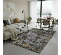 Jimri Tapis réversible à Poils Courts - pour Chambre à Coucher et Salon, entrée, Couloir - Fabriqué à la Machine - Doux en Polyester et Coton - Gris Abstrait - Dimensions : 190 x 290 cm