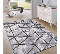 Jimri Tapis réversible à Poils Courts - pour Chambre à Coucher et Salon, entrée, Couloir - Fabriqué à la Machine - Doux en Polyester et Coton - Gris Clair - Dimensions : 115 x 170 cm