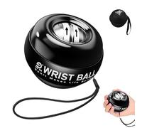 JIN BD Auto-Start Gyro Ball Wrist Trainer, Gyroscopique Exerciseur d'avant-bras pour renforcer les bras, les doigts et les muscles (entièrement noir, version sans LED)