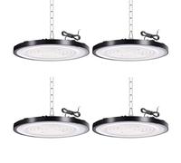 JINABLOSSY 200W UFO LED High Bay Light, 20000LM, 6000K blanc froid UFO LED atelier lumière, IP65 imperméable à l'eau lampe, Convient aux usines, garages et entrepôts 4 Pack