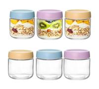 Jinavoty Lot de 6 récipients en verre pour Oats Overnight Oats, 500 ml + 300 ml, récipient en verre avec couvercle, récipient pour Oats de nuit, collation, yaourt parfait (350 ml)