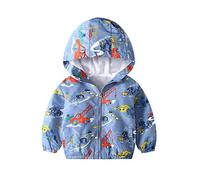 JinBei Blouson Garçon Manteau Capuche Veste Enfant Sweat-Shirt Zipper Poche Pull-Over Longue Manche Excavatrice Mince Manteaux Mignon Outwear Printemps Automne Coupe-Vent 3-4 Ans