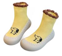 JinBei Chaussette Anti-derapante Bebe Caoutchouc Fond Chausson Enfant Chaussures Premier Pas Souple Animal Imprimé Coton Sock Enfant Fille Garçon 18 à 24 Mois Jaune