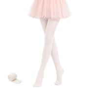 JinBei Collants Danse Classique Fille Extensible Doux Ballet, 3-12 Ans | 90D Opaques, Taille Haute, Respirants et Confortables, avec Pieds Legging, pour Ballet, Danse, Gymnastique, École, Sport