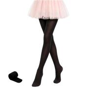 JinBei Collants Danse Classique Fille Extensible Doux Ballet, 3-12 Ans | 90D Opaques, Taille Haute, Respirants et Confortables, avec Pieds Legging, pour Ballet, Danse, Gymnastique, École, Sport