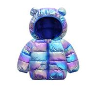 JinBei Doudoune Bébé Manteau Bleu Saphir Enfant à Capuche Impermeable Chaud Veste Hiver Léger Epais Blouson Matelassé Vêtement à Poches Garcon 2-3 Ans