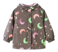 JinBei Fille Blouson Imperméable Enfant Manteaux Motif Papillon Vert Veste Coupe Vent à Capuche Pluie Léger Doublé de Doux Outwear Automne Long Manches Vêtements pour Enfants 7-8 ans