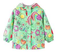 JinBei Fille Blouson Imperméable Enfant Manteaux Veste Coupe Vent à Capuche Pluie Léger Doublé de Doux pour Enfants Outwear Automne Long Manches Vêtements 6-7 ans, Motif Imprimé Lune Grise