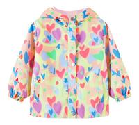 JinBei Filles Manteaux Imperméable, Rose Coeur Imprimé Veste Softshell Coupe Vent à Capuche Blouson de Pluie Léger Respirant Doublé de Doux Automne Printemps Vêtement Enfants 2-3 ans