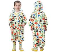 JinBei Garçon Imperméables Bebe Fille Combinaison de Pluie Enfants à Capuche Dinosaure Jaune Veste Pantalon Respirant Poncho Unisexe Randonnée Manches Longues Animal Imperméable Vêtements 1-3 Ans