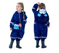 JinBei Imperméable à Capuche Enfant Combinaison de Pluie Garçon Manteau Veste Fille Pantalon Pluie Respirant Imperméables Bleu Marine 3D Animé Singe Cape Léger Randonnée Vetement Outdoor Ecole 3-4 Ans