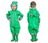 JinBei Imperméable Enfant Garçon Verte Grenouille Modèle Avec Capuche Velo Complet Animal Combinaison Sport Manteaux Protection Poncho Pantalon Respirant Randonnée Pluie 7-10 Ans