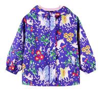 JinBei Manteaux Imperméable Enfant, Respirant Animal Imprimée Garçon Filles Veste Coupe Vent à Capuche Blouson de Pluie Léger Doublé de Doux pour Enfants 7-8 ans, Bleu Cheval Fleurs Motif