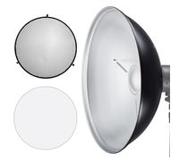 JINBEI Plateau de beauté réflecteur standard en aluminium de 40 cm avec diffuseur blanc et nid d'abeille, lumière stroboscopique Bowens Mount Studio