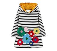 JinBei Robe à Capuche Fille Fleur Sweats à Capuche Enfant Sweatshirt Pull Manches Longues Coton Noir et Blanc Rayée Hoodie Robes Décontractée Automne Hiver Vetement 4-5 Ans