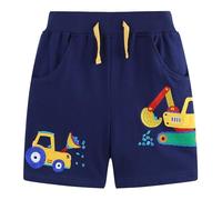 JinBei Shorts et Bermudas garçon Coton Eté Pantacourt 2 Poches Imprimés de Bulldozers Confortable Taille ÉLastique Sport Garcon Vetement Courts Pantalon Bleu Marine 2-3 Ans