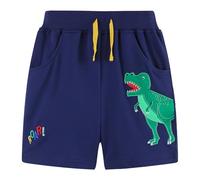 JinBei Shorts et Bermudas garçon Coton Eté Pantacourt 2 Poches Imprimés de Dinosaure Confortable Taille ÉLastique Sport Garcon Vetement Courts Pantalon Bleu Marine 2-3 Ans