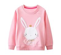 JinBei Sportswear Fille Sweat-Shirt pour Enfant Pull à Manches Longues Casual Coton Lapin Rose Hiver Automne Printemps Blouse Haut pour Filles Sweatshirts Col Rond Sweater Taille 92-98