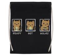 Jinbetee À Vos Marques, Prêts, Résolvez Sac De Sport Noir Sac De Sport Réutilisable En Coton Avec Cordon De Serrage Black Gym Bag Cotton Reusable Drawstring Sport Bag
