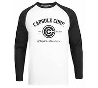 JINBETEE Capsule Corp. T-Shirt De Baseball Unisexe Blanc T-Shirt À Manches Noires