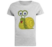 Jinbetee Escargot Vert T-Shirt Gris À Manches Courtes pour Femmes