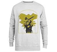 JINBETEE Le Roi Gésier Et Le Sorcier Lézard Volant Une Banane Microtonale Pull Ras du Cou Unisexe Gris