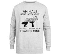 Jinbetee Les Animaux N'ont Pas De Voix Pull Ras du Cou Unisexe Gris Grey Crewneck Unisex Jumper
