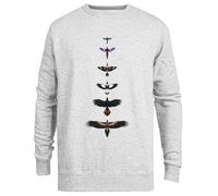 Jinbetee Oiseaux Australiens Illustrés Pull Unisexe Gris Col Rond Grey Crewneck Unisex Jumper