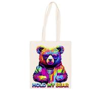 Jinbetee Ours Cool Et Coloré Cabas Totebag Beige Réutilisable Beige Totebag Shopping Bag Reusable