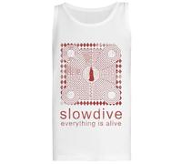 Jinbetee Slowdive Everything is Alive T-Shirt Blanc sans Manches pour Femmes