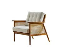 JINBIXIANGDJKS Fauteuil De Salon en Rotin Massif Et Bois Massif, Fauteuil De Balcon Rétro avec Dossier