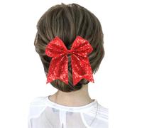 JINBUYAO Pince à cheveux Jumbo à paillettes pour queue de cheval et bec de canard pour filles et femmes, adolescentes, accessoires de costume de pom-pom girl de 17,8 cm (rouge)