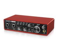jindaaudio Interface audio USB pour l'enregistrement de musique sur ordinateur (rouge), interface audio 2 canaux pour guitare, 32Bit/192kHz Podcasting Streaming avec 48V Phantom Power