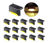 jindaaudio Lot de 16 lampes solaires d'escalier étanches pour escaliers extérieurs | Blanc chaud, automatique du crépuscule à l'aube